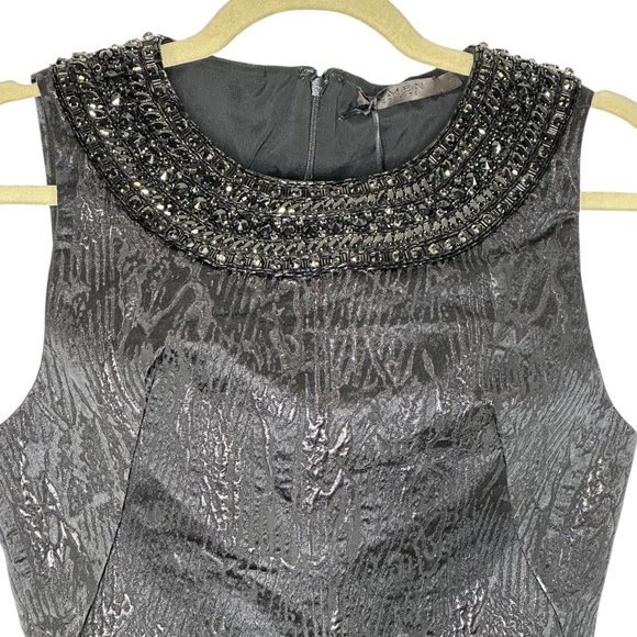 Amen Couture Black Beaded Jacquard Peplum Cocktail Top | Size 4 - Picture 7 of 10